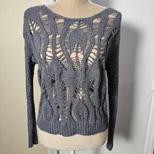 American Eagle Outfitters Sweater Open Knit Sz XS Gray Grunge Goth Fairy Y2K